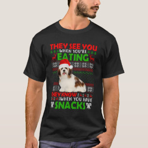 Ugly Sweater Shih Tzu Sie sehen Sie essen Christma T-Shirt