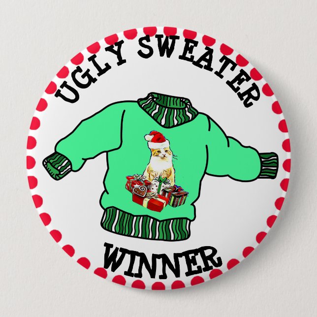 Ugly Sweater Sieger Weihnachtswettbewerb Button (Vorderseite)