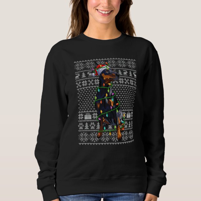 Ugly Sweater Style Santa Miniature Pinscher Dog Ch Sweatshirt (Vorderseite)