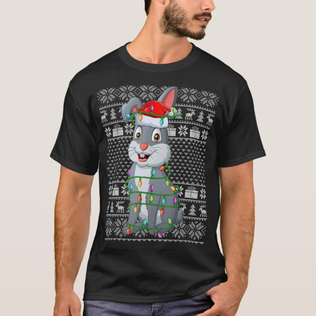 Ugly Sweater Style Xmas Lichter Weihnachtsweih T-Shirt (Vorderseite)