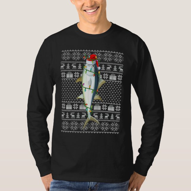 Ugly Sweater Style Xmas Lights Bluefin Tuna Fish C T-Shirt (Vorderseite)