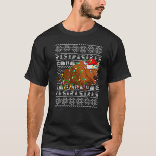 Ugly Sweater Style Xmas Lights Santa Bison Weihnac T-Shirt