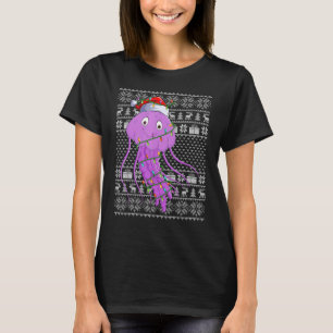 Ugly Sweater Style Xmas Lights Santa Jellyfish Chr T-Shirt
