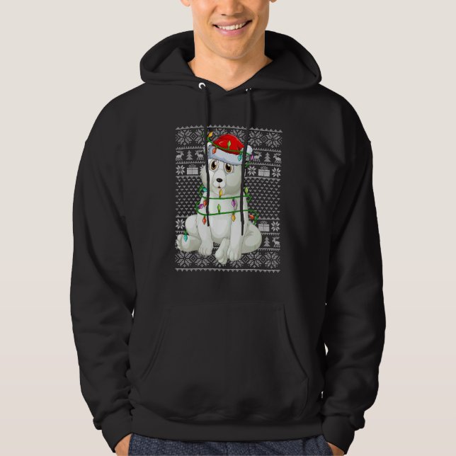 Ugly Sweater Style Xmas Lights Santa Polar Bear Ch Hoodie (Vorderseite)