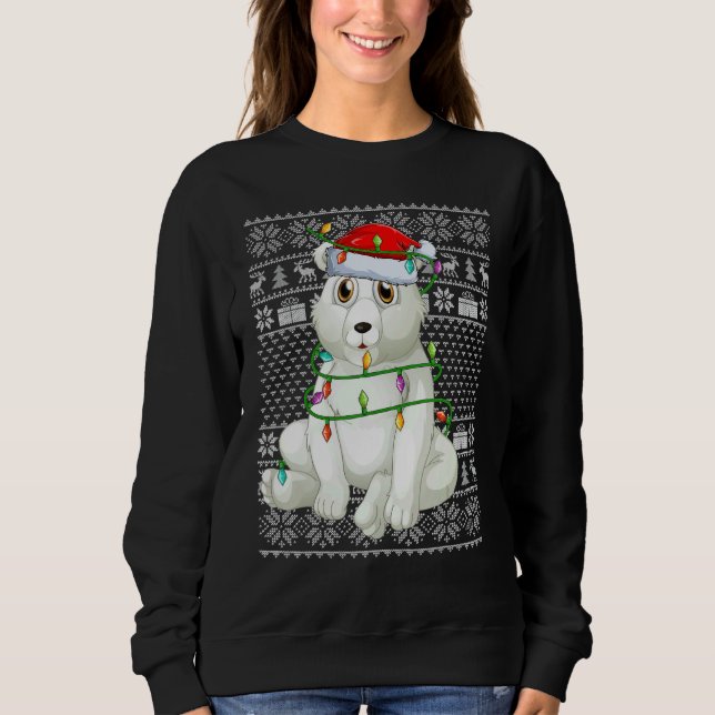 Ugly Sweater Style Xmas Lights Santa Polar Bear Ch Sweatshirt (Vorderseite)