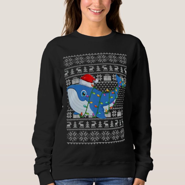 Ugly Sweater Style Xmas Lights Santa Whale Christm Sweatshirt (Vorderseite)