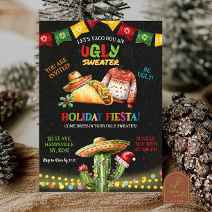 Ugly Sweater Taco Mexikanisches Weihnachtsfest Par Einladung