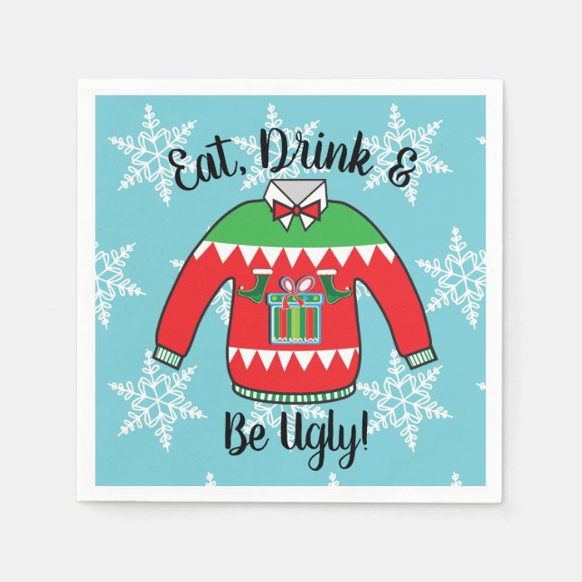 Ugly Sweater trinken und hässliche Servietten sein (Vorderseite)