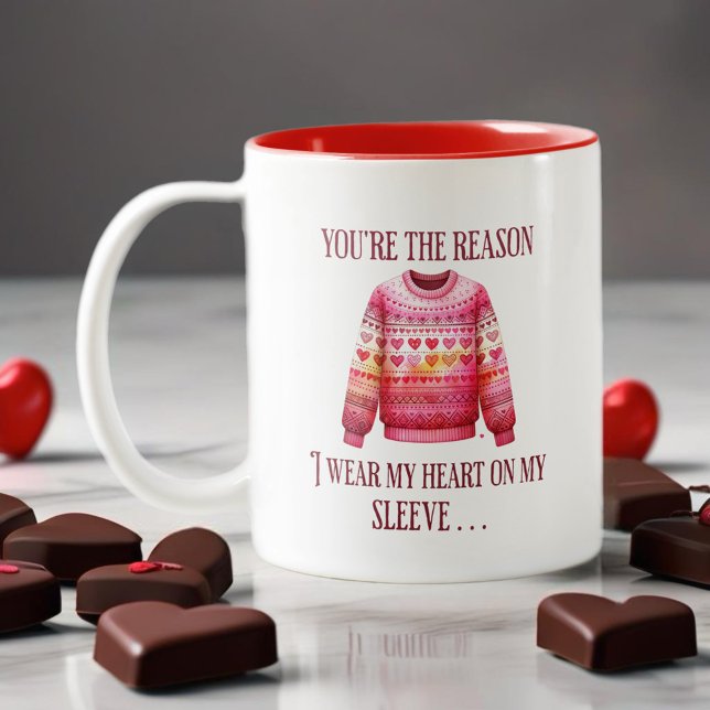 Ugly Sweater Valentines Zweifarbige Tasse (Enjoy this beautiful Knitting design! For yarn lovers and craft enthusiasts. )