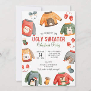 Ugly Sweater Weihnachts-Einladung, Familienessen Einladung