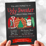 Ugly Sweater Weihnachts-Party Einladungen<br><div class="desc">Die Weihnachtsweihnachtsweih-Party Einladung wird mit drei sehr hässlichen Pullover auf einem Schachbrett und Schneeflocken untermalt. Sie können diese lustigen,  hässlichen Weihnachtsgeburten-Party Einladungen einfach anpassen,  indem Sie einfach Ihre Details in den Schriftart Stil und Farbe,  die Sie bevorzugen.</div>