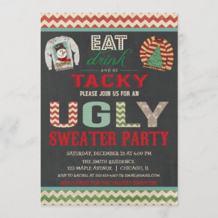 Ugly Sweater Weihnachts-Party essen Drink Tacky Einladung