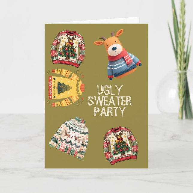 Ugly Sweater Weihnachts-Party geklappt Einladung (Vorderseite)
