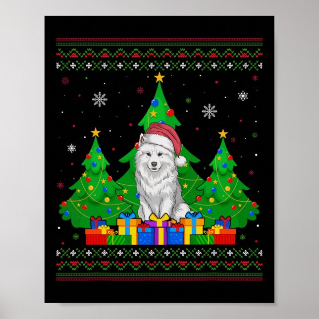 Ugly Sweater Weihnachtsbaum Weihnachtsmannmütze Sa Poster (Vorne)