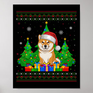 Ugly Sweater Weihnachtsbaum Weihnachtsmannmütze Sh Poster