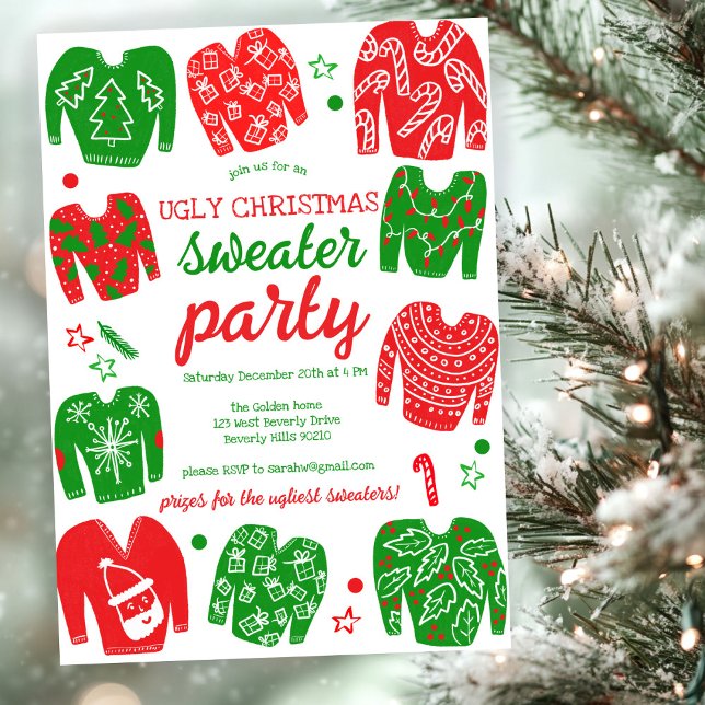 UGLY SWEATER Weihnachtsfeier Niedlich Custom Einladung (UGLY SWEATER Christmas Holiday Party Cute Custom Invitation
)