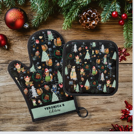 Ugly Sweater Woodland Animals Ofenhandschuh & Topflappen-Set