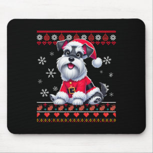 Ugly Sweater X-mas Santa Miniature Schnauzer Dog C Mousepad