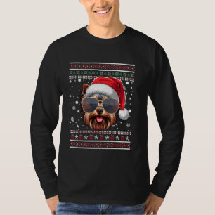 Ugly Sweater X-mas Santa Yorkshire Terrier Dog Chr T-Shirt