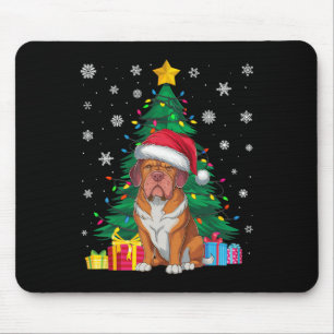 Ugly Sweater Xmas Tree Light Dogue De Bordeaux Hun Mousepad