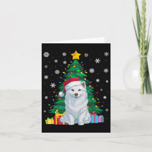 Ugly Sweater Xmas Tree Lights American Eskimo Dog Karte