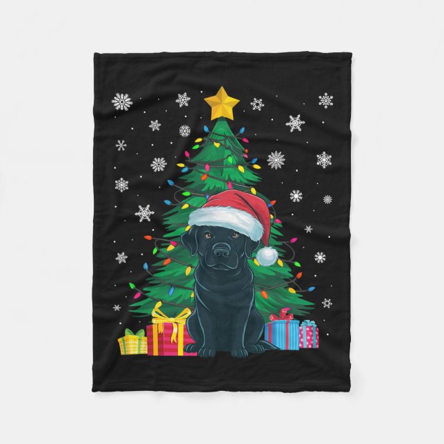 Ugly Sweater Xmas Tree Lights Black Labrador Hund  Fleecedecke (Vorderseite)
