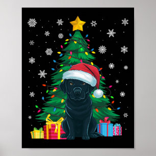 Ugly Sweater Xmas Tree Lights Black Labrador Hund Poster