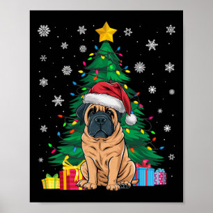 Ugly Sweater Xmas Tree Lights English Mastiff Dog Poster