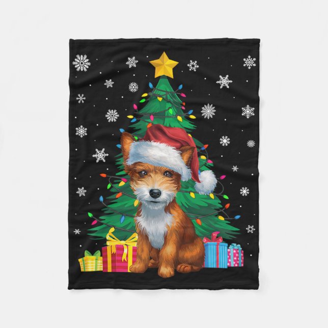 Ugly Sweater Xmas Tree Lights Toy Fox Terrier Dog Fleecedecke (Vorderseite)