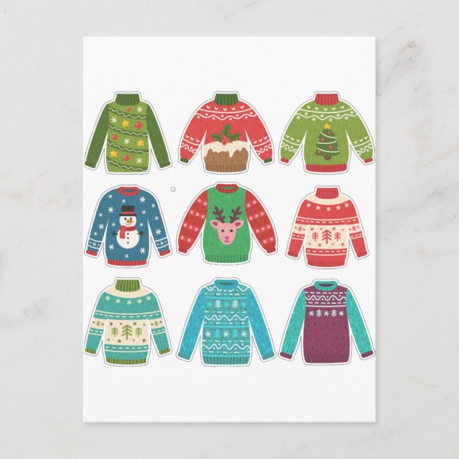 Ugly Sweaters, Weihnachten, Urlaub Postkarte (Vorderseite)