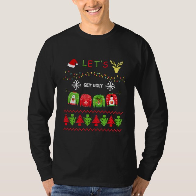 Ugly Weihnachts-Sweater Lasst uns hässliches Gesch T-Shirt (Vorderseite)