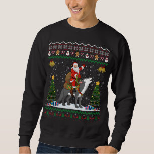 Ugly Wolf Xmas Geschenk Santa Riding Wolf Weihnach Sweatshirt