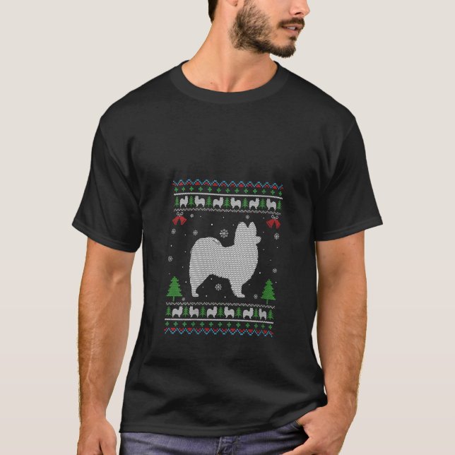 Ugly Xmas Design Papillon Dog Ugly Christmas Sweet T-Shirt (Vorderseite)