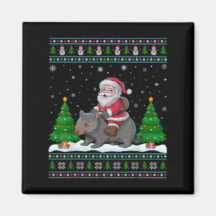 Ugly Xmas Lichter Tree Santa Riding Wombat Christu Magnet