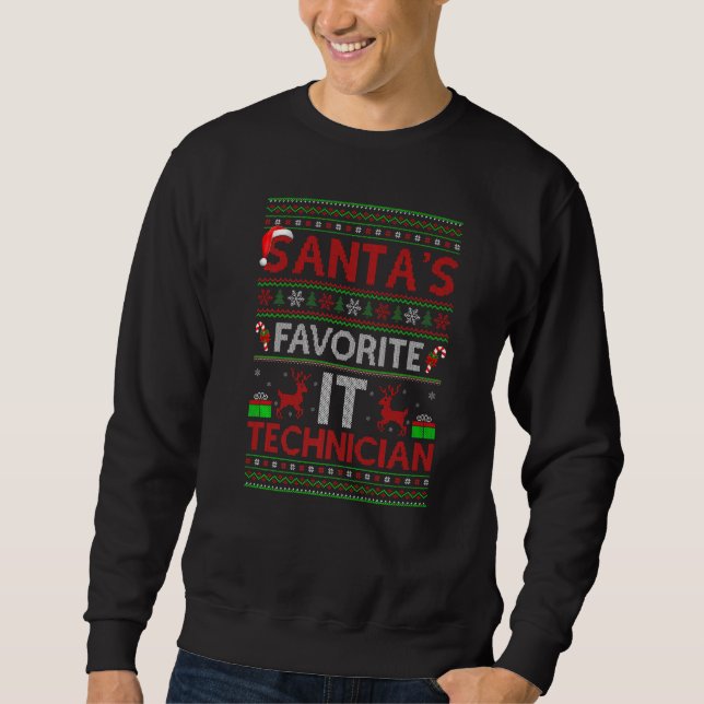 Ugly Xmas Lighting Santa S Lieblings IT-Techniker Sweatshirt (Vorderseite)