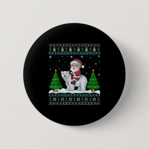 Ugly Xmas Lighting Tree Santa Riding Bär Chri Button