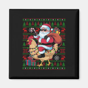 Ugly Xmas Lights Funny Santa Rive Chicken Bird C Magnet