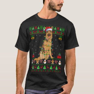 Ugly Xmas Lights Santa Belgische Malinois Hund Chr T-Shirt