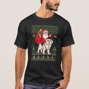 Ugly Xmas Santa Riding Great Pyrenäen Dog Christma T-Shirt
