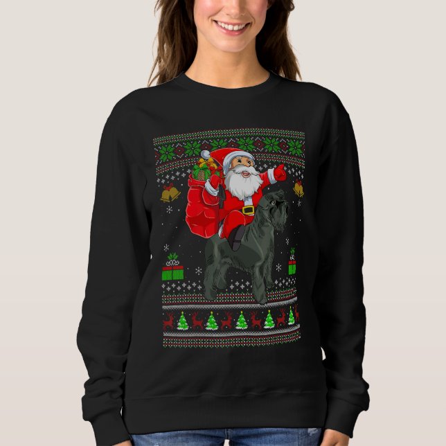 Ugly Xmas Santa Riding Miniature Schnauzer Dog Chr Sweatshirt (Vorderseite)