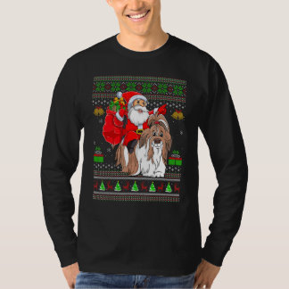 Ugly Xmas Santa Riding Shih Tzu Dog Christmas T-Shirt