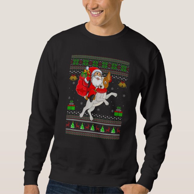 Ugly Xmas Santa Riding Weimaraner Dog Christmas Sweatshirt (Vorderseite)