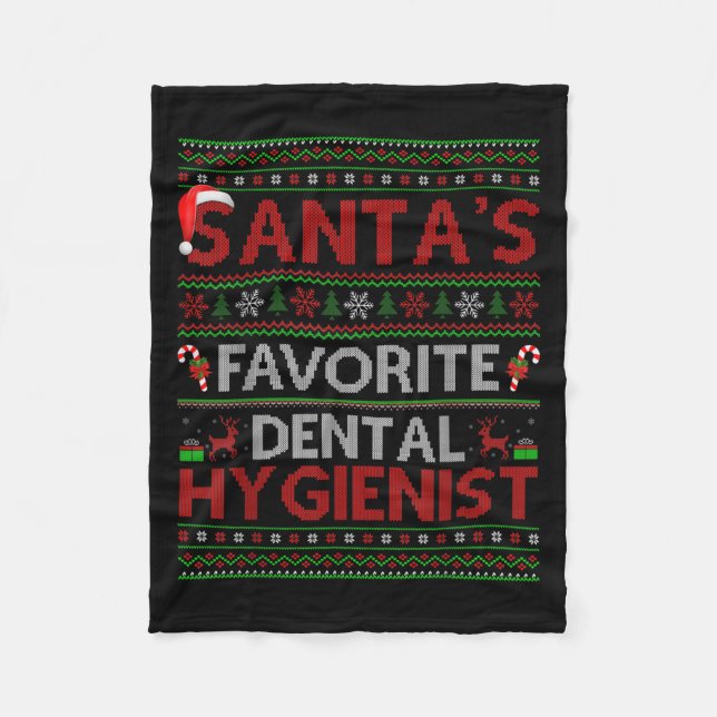 Ugly Xmas Santa's Favorite Dental Hygienist Christ Fleecedecke (Vorderseite)