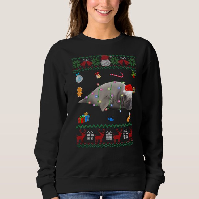 Ugly Xmas Sweater Animals Lights Weihnachtsmann Sweatshirt (Vorderseite)