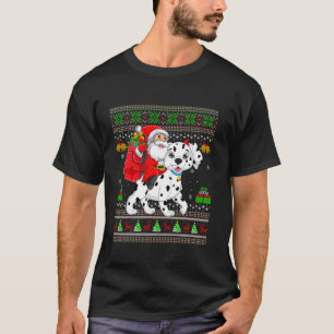 Ugly Xmas Sweater Funny Santa Riding Dalmatiner Hu T-Shirt
