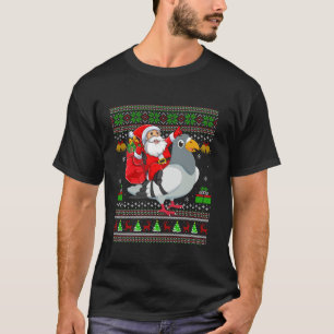 Ugly Xmas Sweater Funny Santa Riding Taube Bird C T-Shirt