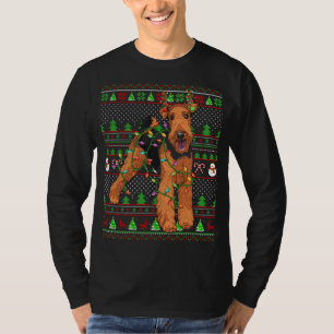 Ugly Xmas Sweater Style Funny Airedale Terrier Dog T-Shirt
