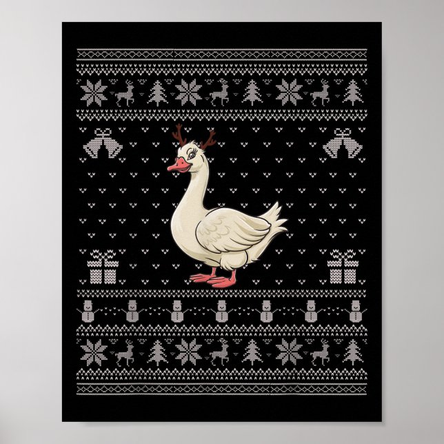 Ugly Xmas Sweater Style Goose Reindeer Christmas  Poster (Vorne)
