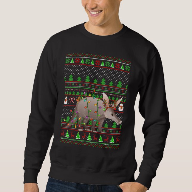 Ugly Xmas Sweater Style Lighting Aardvark Christma Sweatshirt (Vorderseite)
