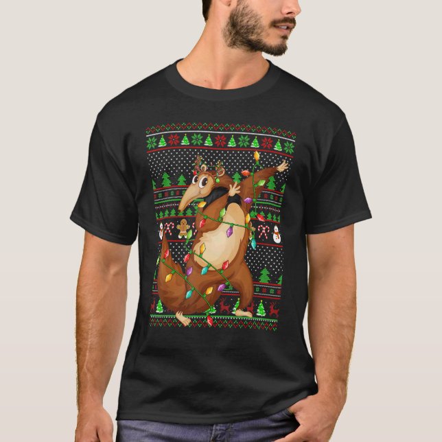 Ugly Xmas Sweater Style Lighting Anteater Christma T-Shirt (Vorderseite)